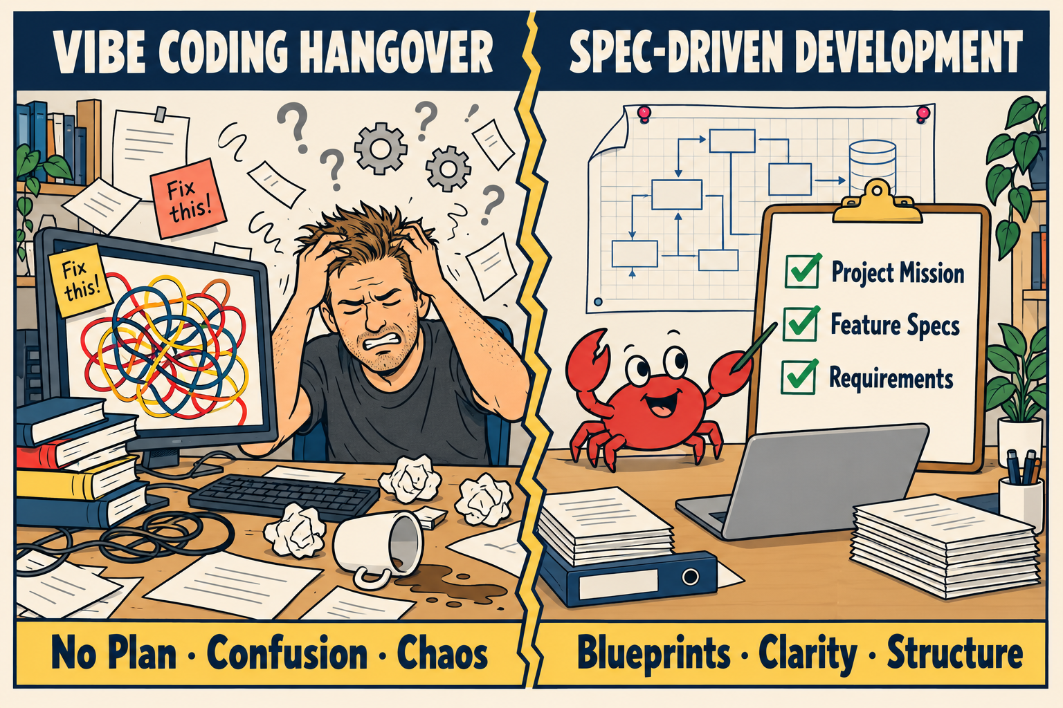 The vibe coding hangover (generated using ChatGPT)