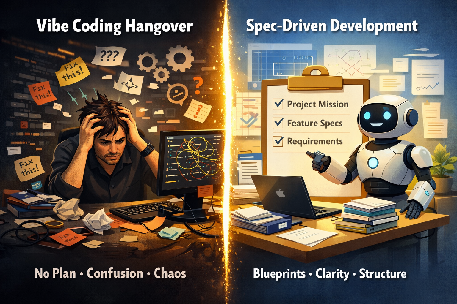 The vibe coding hangover (generated using ChatGPT)
